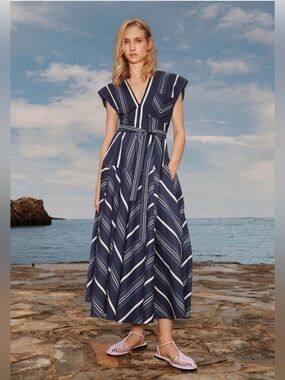 NWT Zara Studio Limited Edition Striped Godet Dress